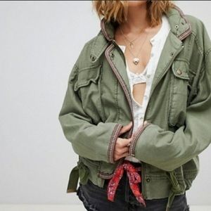 Free People Army Green Bomber Jacket XS